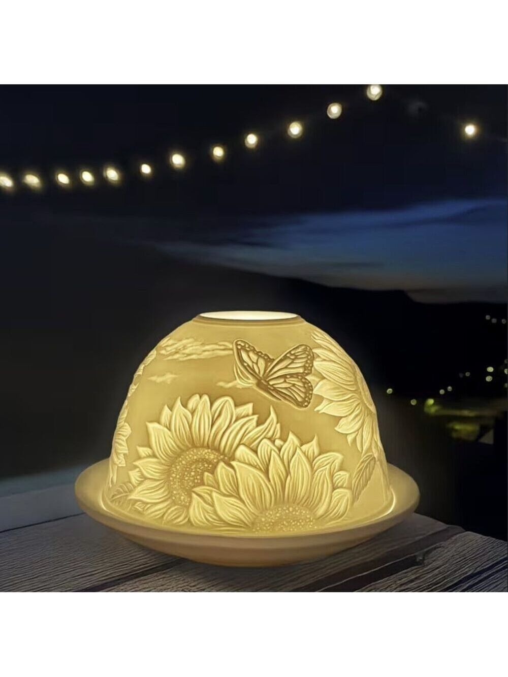 Sunflower and Monarch butterfly Fairy Lamp Lithophane